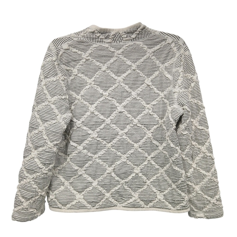 NIC+ZOE Day + Night Reversible Knit Jacket Black White Geometric Diamond Print - Picture 6 of 8